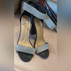 Black shoes with rhinestones